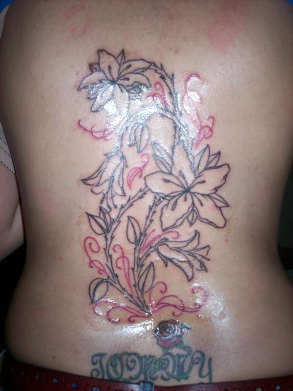 black and grey flower tattoo pictures. Cherry Flower Tattoo.