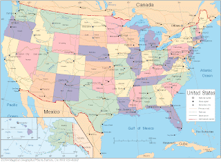 EVOLUÇÃO DO EUA: Mapa do Estados Unidos