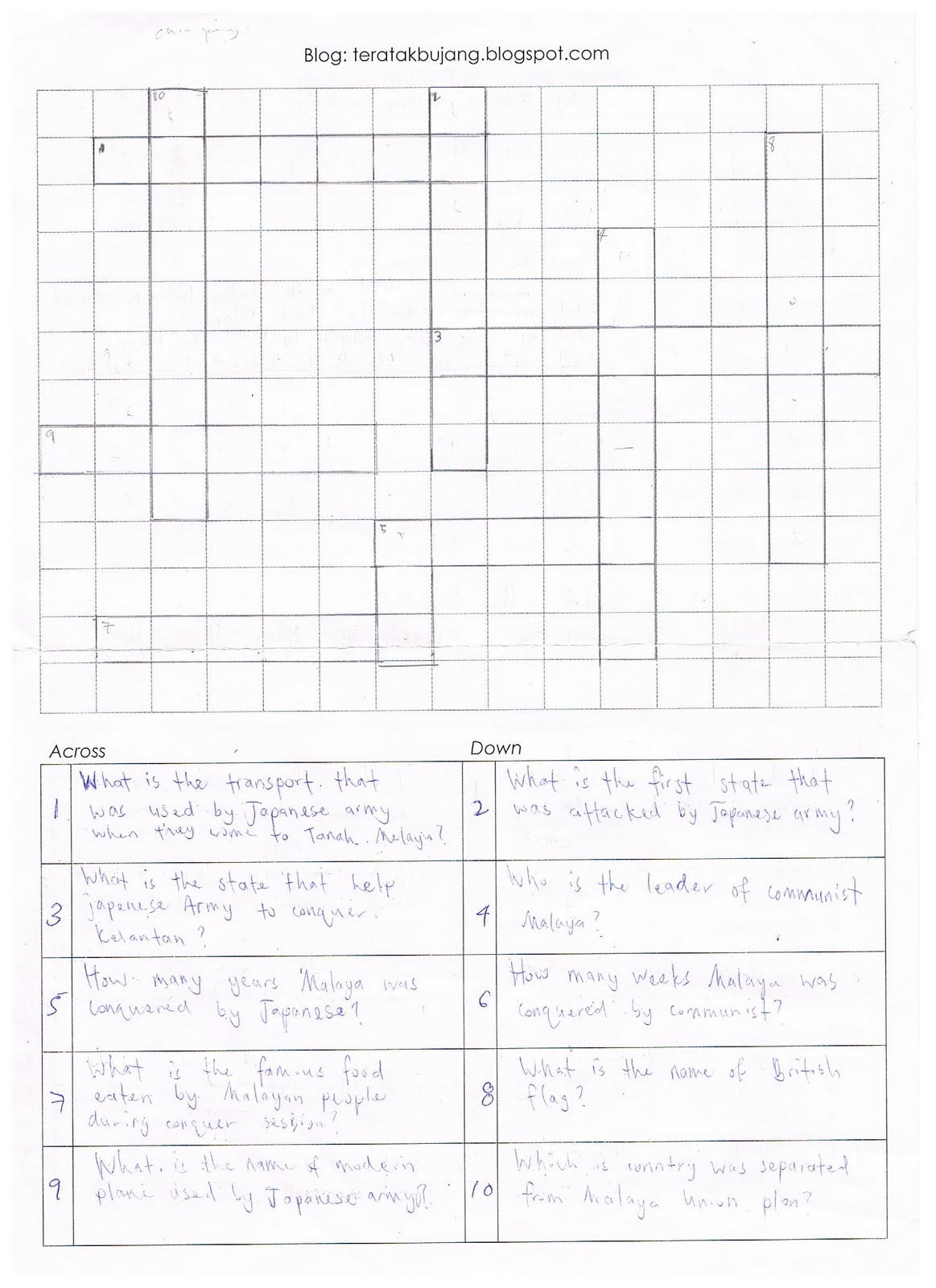 Ethnic relation: cross word puzzles activity...