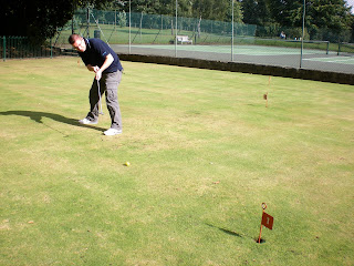 Richard Gottfried playing on the minigolf Putting at Conyngham Hall Grounds in Knaresborough