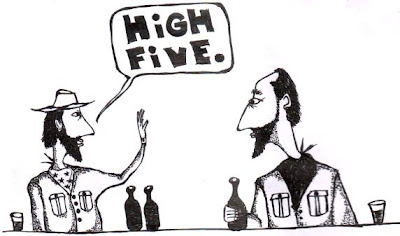 high five, cowboys, cartoon, comic