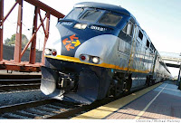 Image of Amtrak Capitol Corridor locomotive near Hayward, California