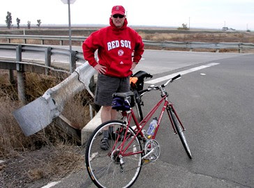 Image of Paul Dorn in Red Sox sweatshirt near Davis California