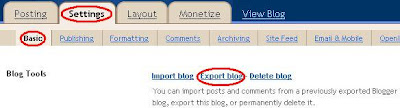 Blogger import export blog