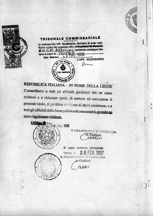 DELIBAZIONE RESA ESECUTIVA DALL'AUTORITA' GIUDIZIARIA ITALIANA.