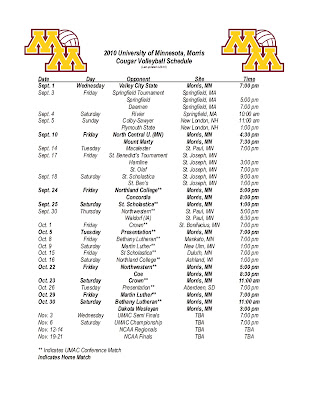 2010 volleyball schedule minnesota university