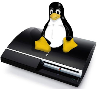 linux penguin sitting on a playstation 3 gaming console