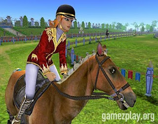 girl in riding outfit on horse in this game screenshot