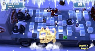 polar bears and ice cubes in this bomberman look a like screen