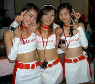 konami girls in white mini skirts