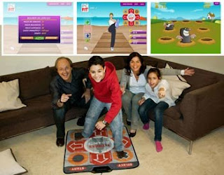 family playing pc fit game