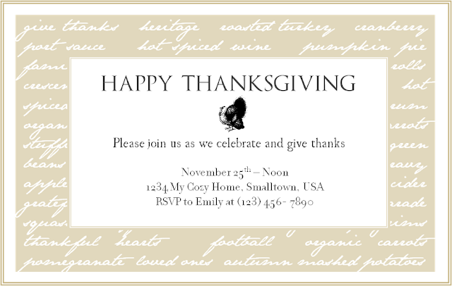 Finding My Aloha: {Free Printable} Thanksgiving Dinner Invitations