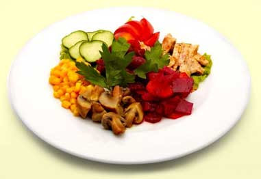 Attractive plate of colorful food