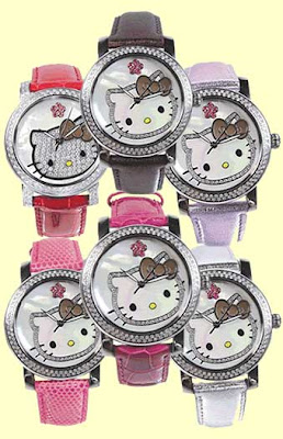 Six Hello Kitty watches in coordinating colors