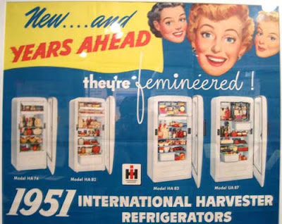 International Harvester ad for refrigerators, claiming they are femineered