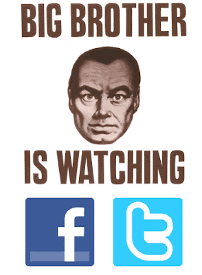 Poster -- Big Brother Is Watching Facebook and Twitter (logos)