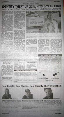 Full page newspaper ad for LifeLock