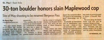 30-Ton Boulder Honors Slain Maplewood Cop