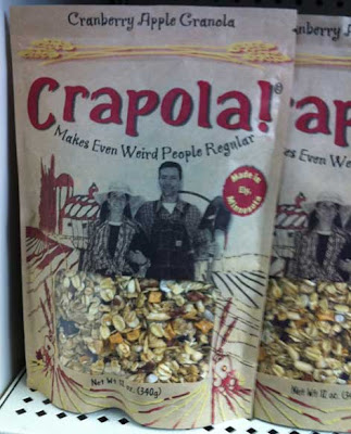 Crapola granola bag on the store shelf