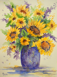 watercolor sunflower bouquet painting sunflowers flower paintings flowers martha watercolour kisling heart january paint creative painted arrangements bouquets sun watercolors