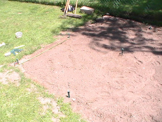 north end of garden marked in a 4' x 4' square