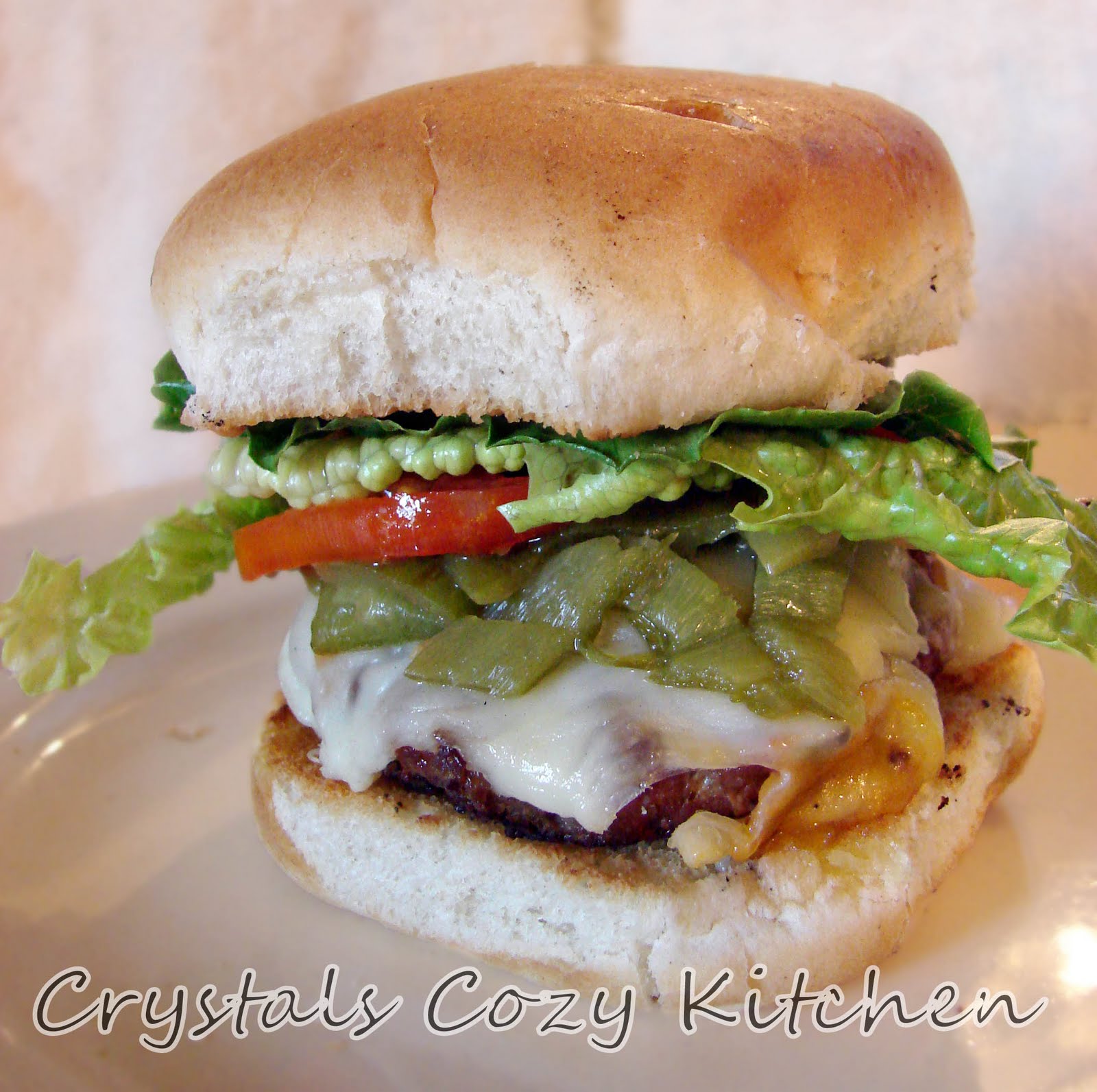 Crystal's Cozy Kitchen Green Chili Burgers