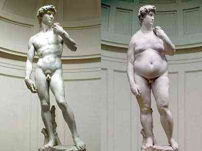 Michelangelo's David, before and after Christmas Pud (2008)
