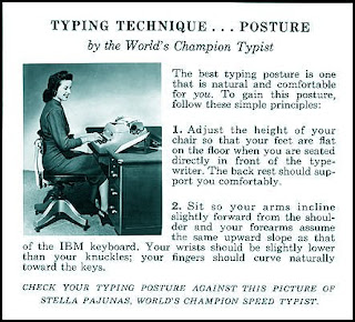 Typing posture for women