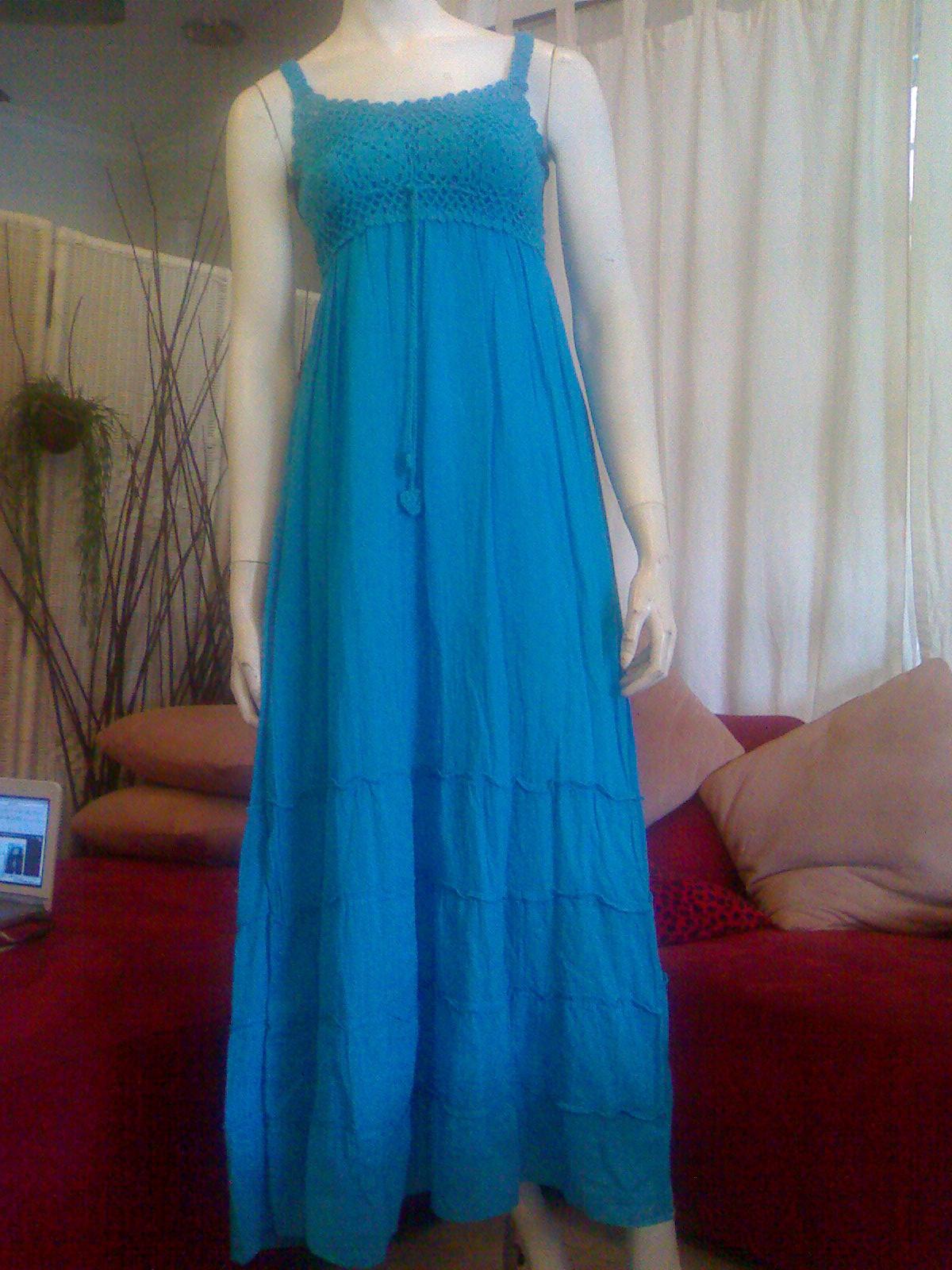 ROSE DESIGN: PLAIN LONG DRESS BLUE -RM80
