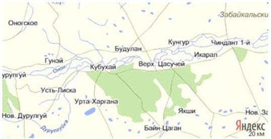 Верхний цасучей забайкальский край карта