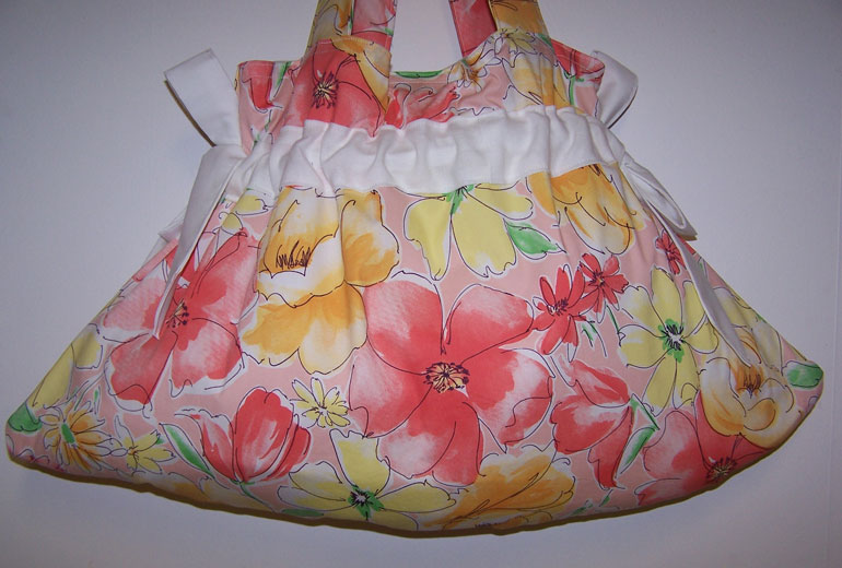 Handmade Drawstring Handbag Purse Tote Bag Sweet Wildflowers