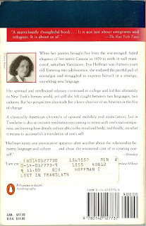 Back cover of "Lost in Translation" by Eva Hoffman.
