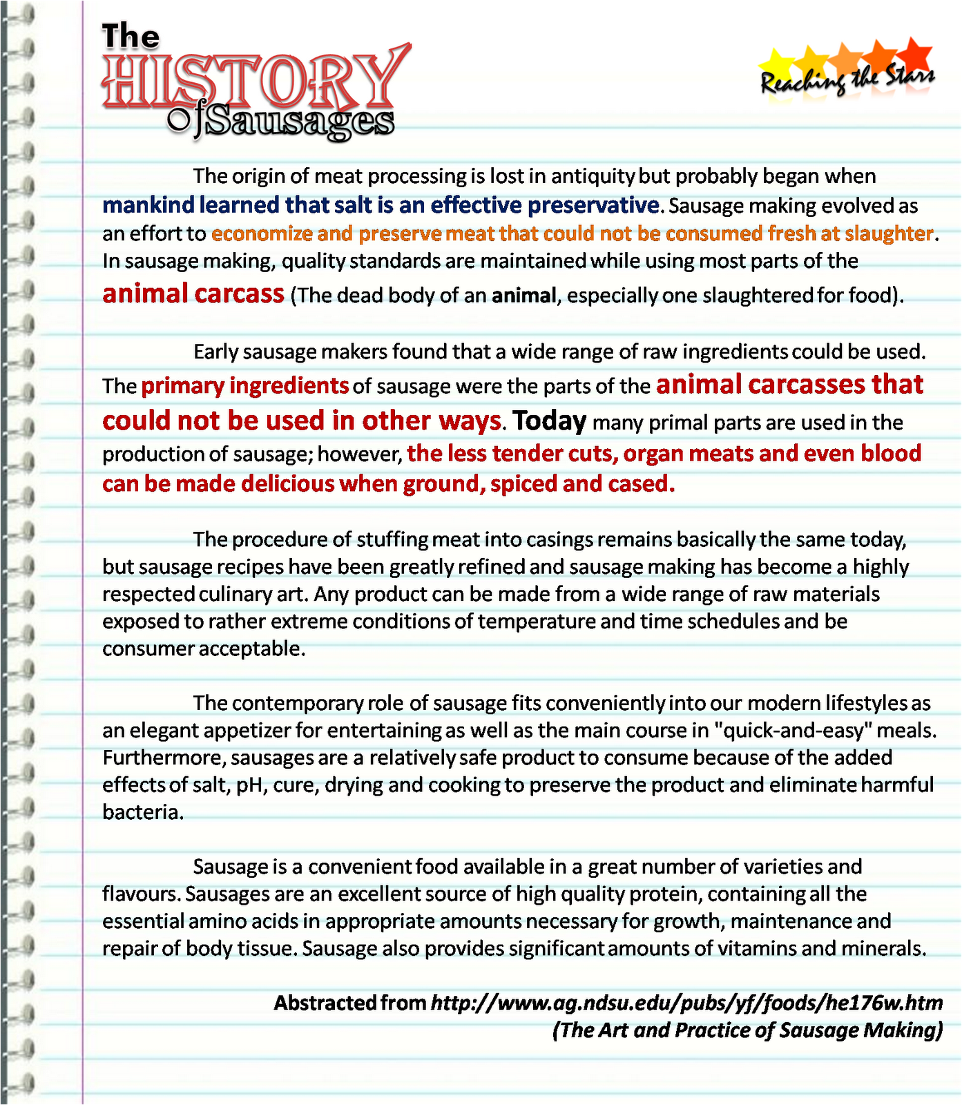 Reaching the Stars Ingredients in Sausages Halal & Clean or Totally