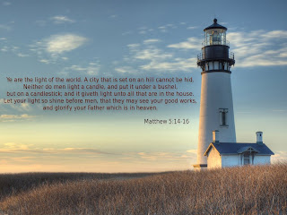 Matthew 5:14-16 bible verse desktop background picture about light and light house in the background download free Christian desktop background verse pictures and religious images about God