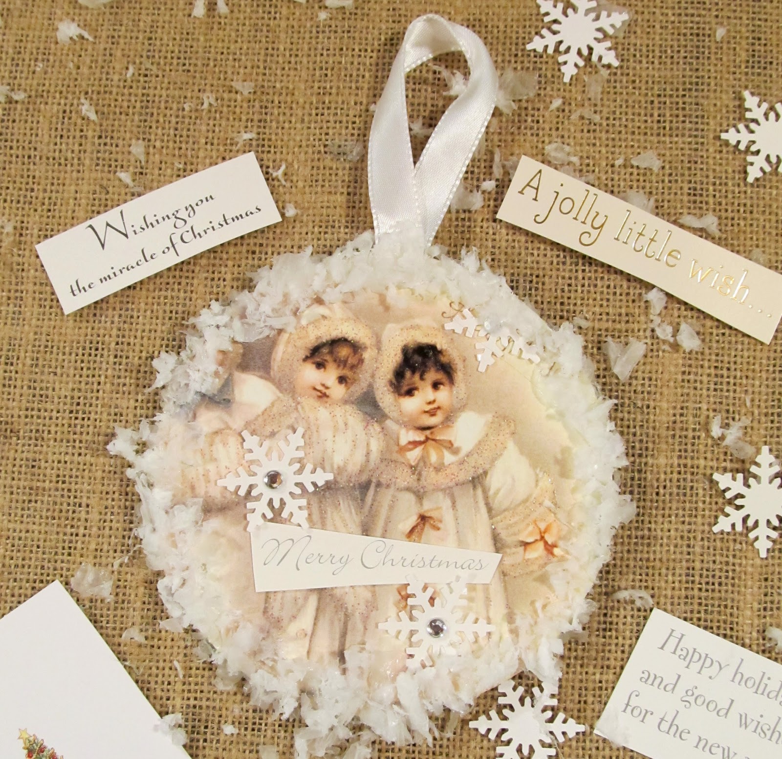 Cottage Hill Vintage Style Recycled CD & Christmas Card Ornaments