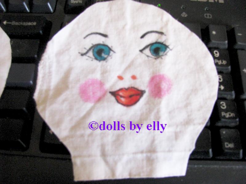 dolls by Elly painting dolls face on fabric