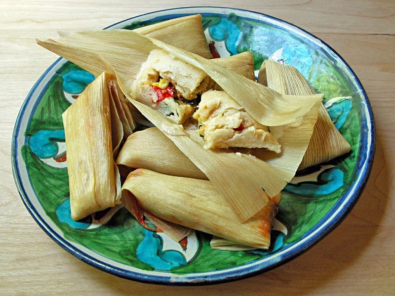 Cooking Weekends Tamales; Chorizo and Poblano with Cheese