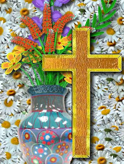 Beautiful yellow cross and flowers background picture for desktop(pc)