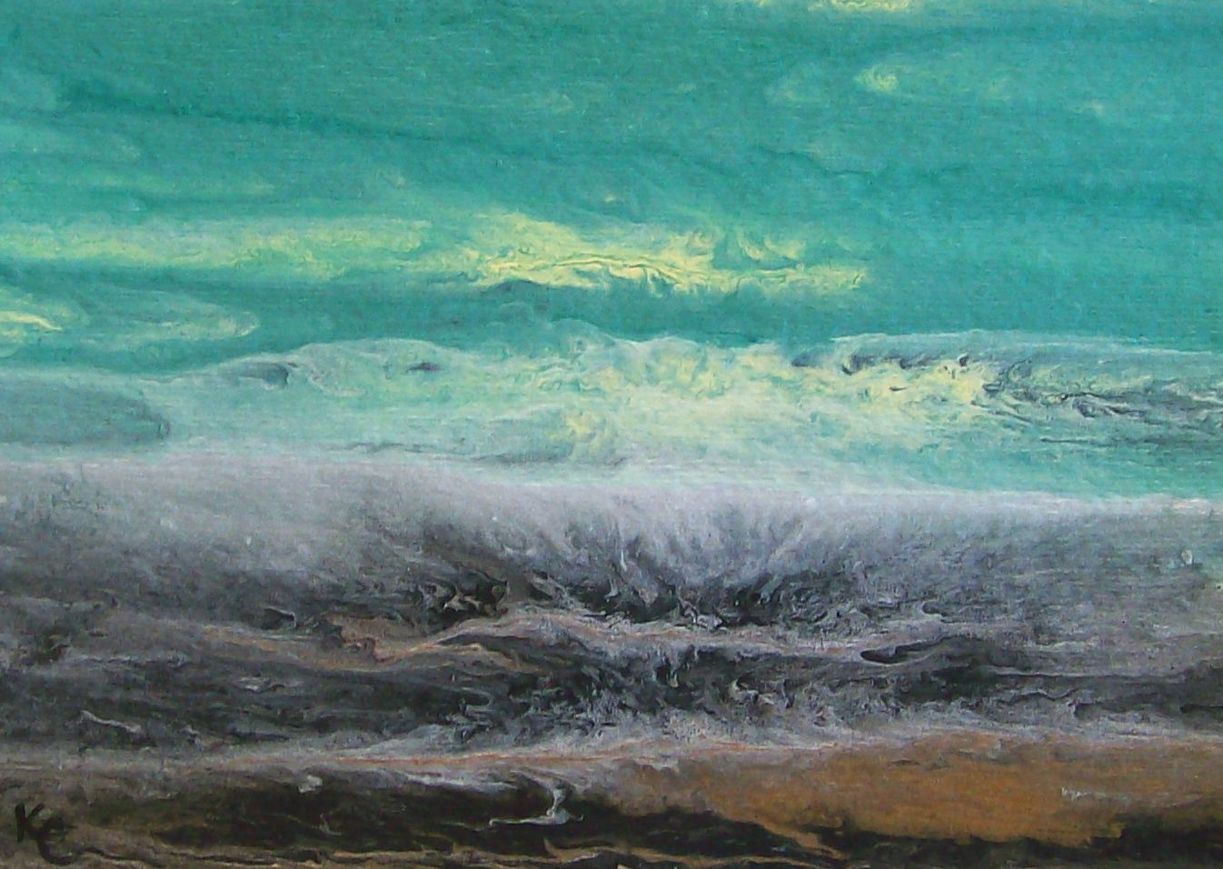 Seascape Artists International "Cool Green" Original Contemporary