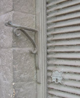 old roll door in grey