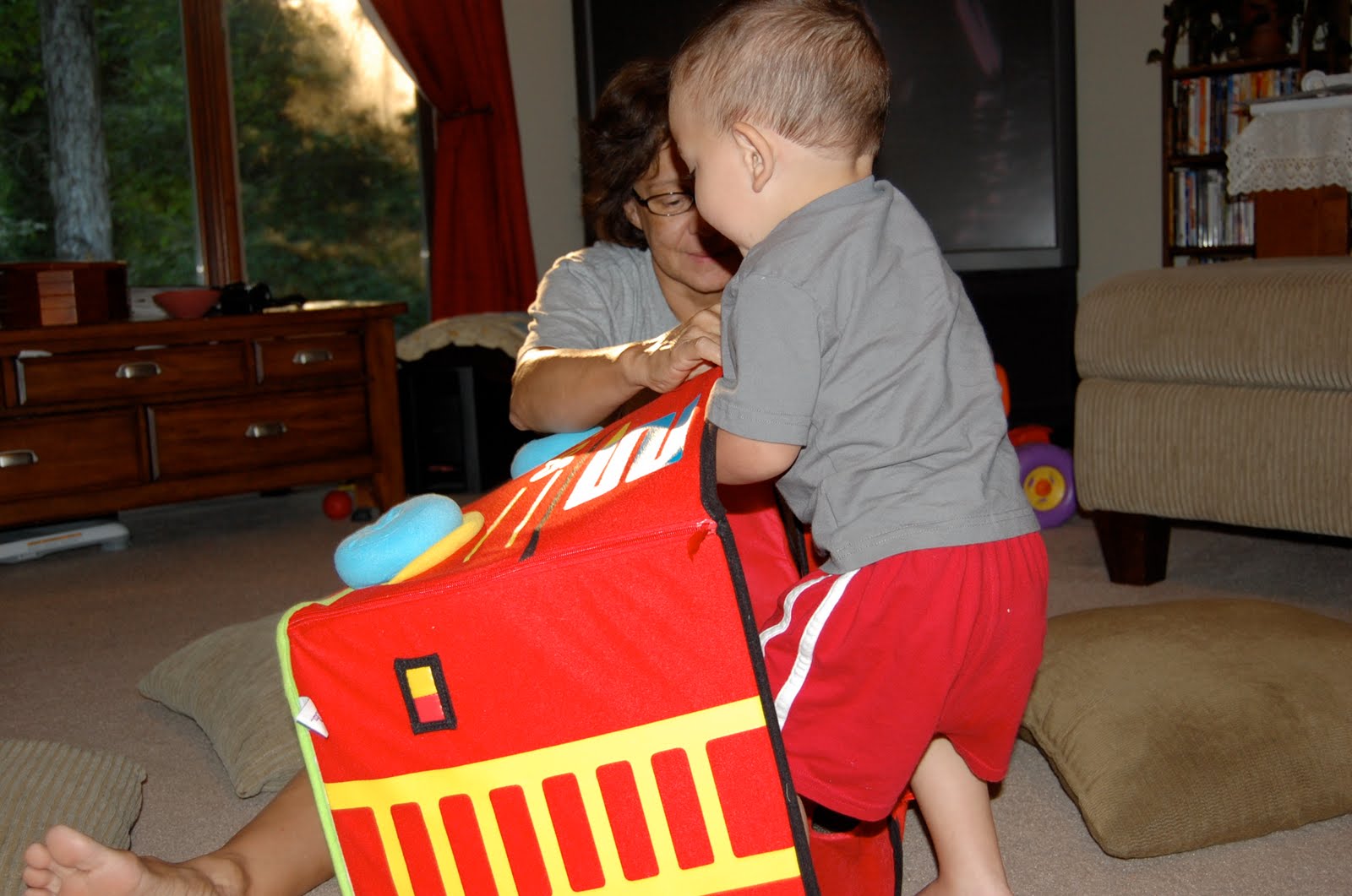fire truck toy box and desk