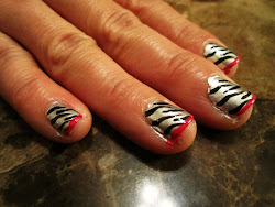 nails zebra pink plaid