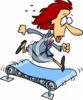 cartoon woman running on treadmill