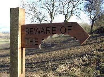 photo of a sign with a bite taken out of it.