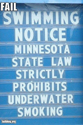 photo of a no underwater smoking sign