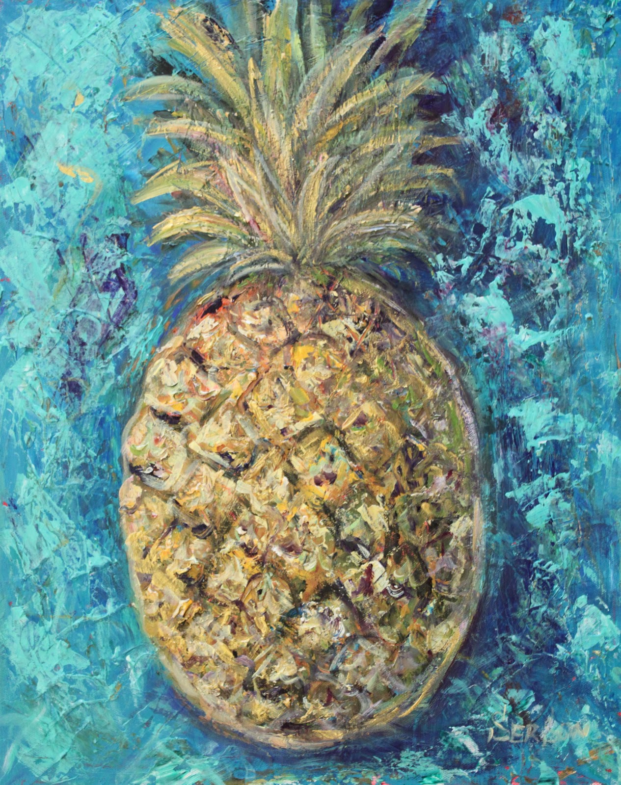 SerSon Art PINEAPPLE PAINTING FOR A WEDDING GIFT