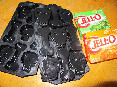Jello jigglers, jiggler mold, spooky jello jigglers. 