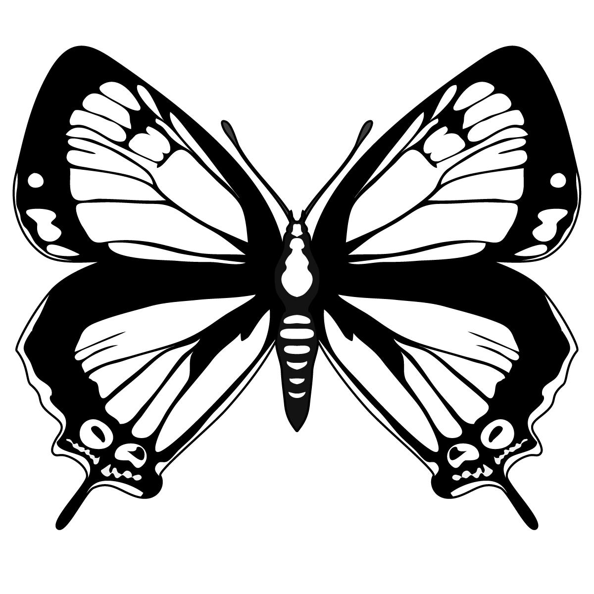 free black and white clipart of butterflies - photo #1