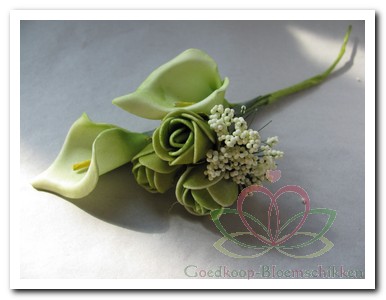 Bruidsboeket corsage maken: Corsage zijdebloemen, Calla. Goedkope kunstbloemen