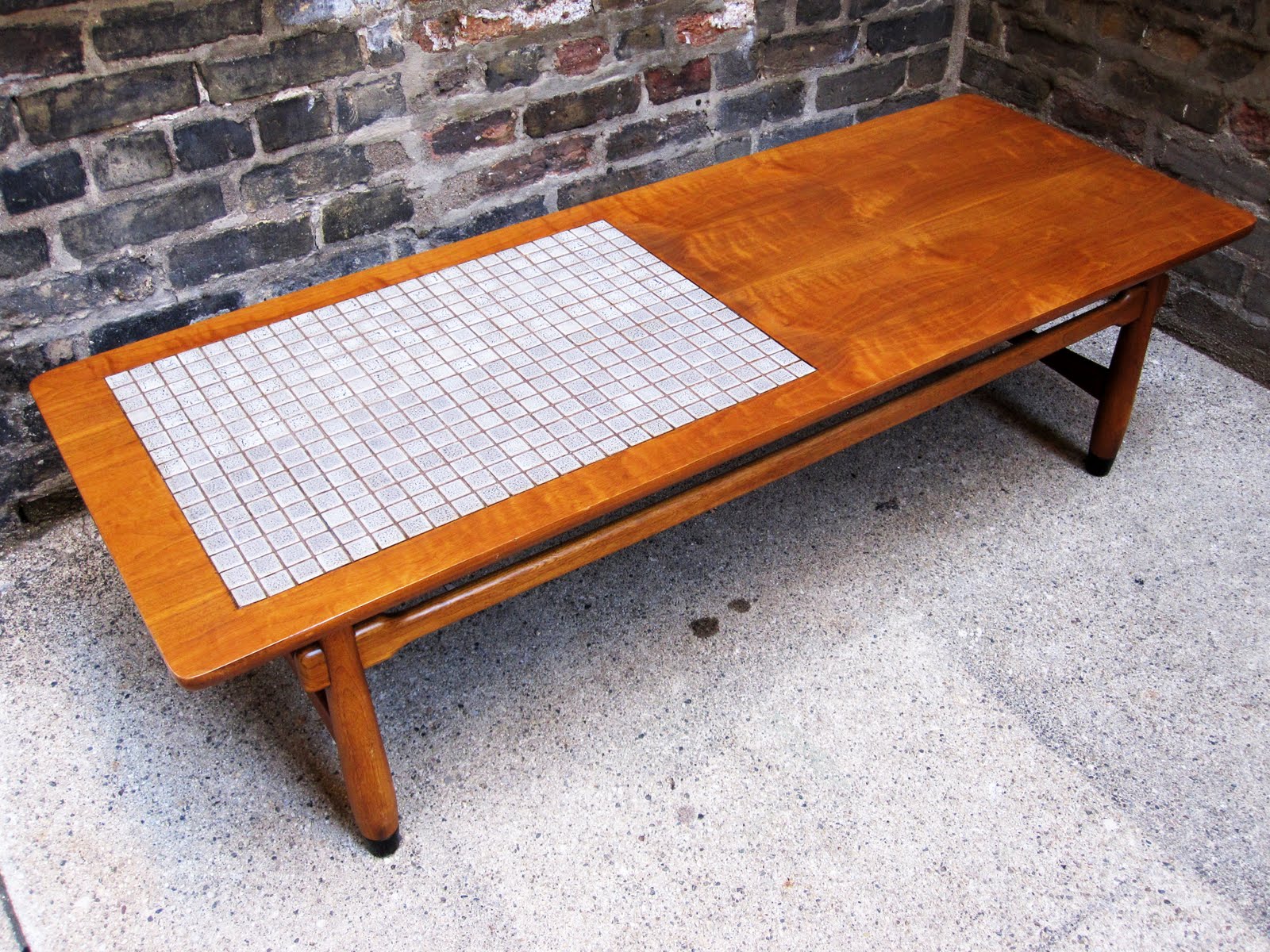 circa midcentury: 'lane' walnut / tile coffee table